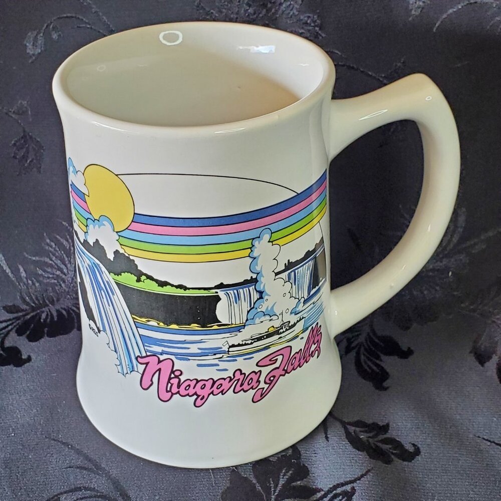 Niagara Falls Coffee Mug Cup Ceramic 16oz Vintage 90s Maid Of The Mist Souvenir